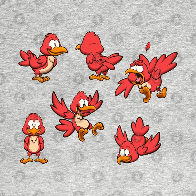 Cute CartoonRed Bird With Different Poses by TheMaskedTooner